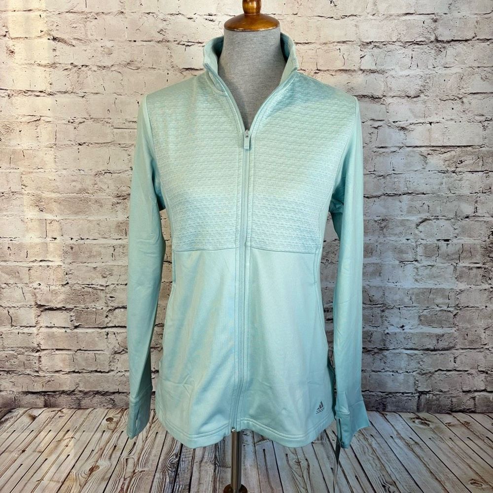 Adidas Golf Cold.RDY Jacket Hazy Green Full Zip Quilted Design Womens Medium